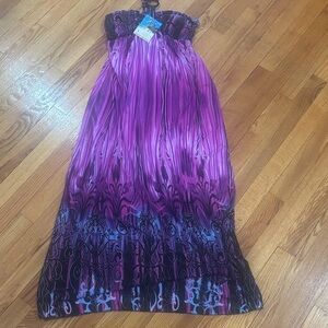 Purple and Blue Strapless Maxi Dress